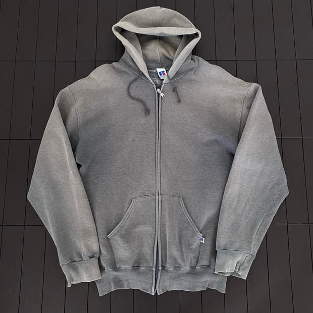 (XL) 90s 러셀 후드집업 페이디드 그레이