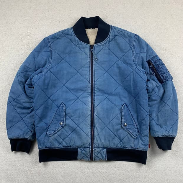 00's 리바이스 레드탭 데님/플리스 리버시블 퀼팅 자켓