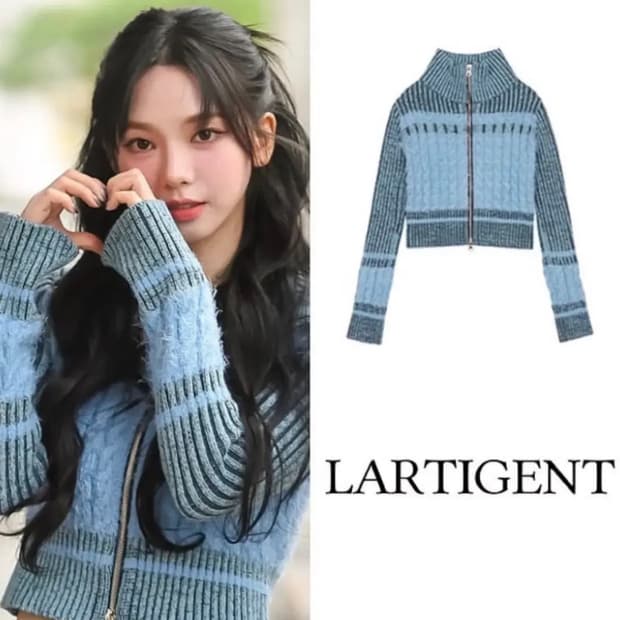 라티젠 카리나 착용 크롭 니트 집업