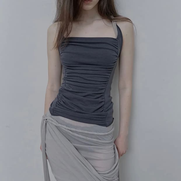 필세 Philce Mixed Drape Sleeveless, Gray