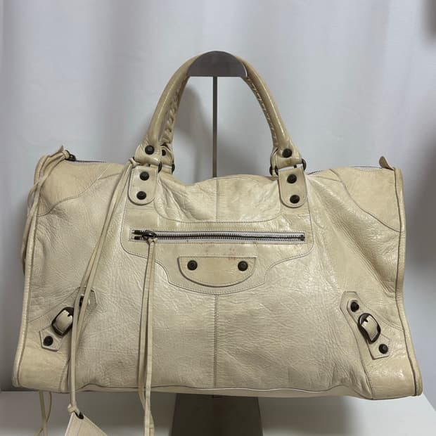 발렌시아가 워크 모터백 아이보리