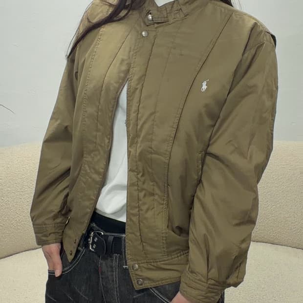 90s POLO 베이지 브라운 절개 누빔 자켓