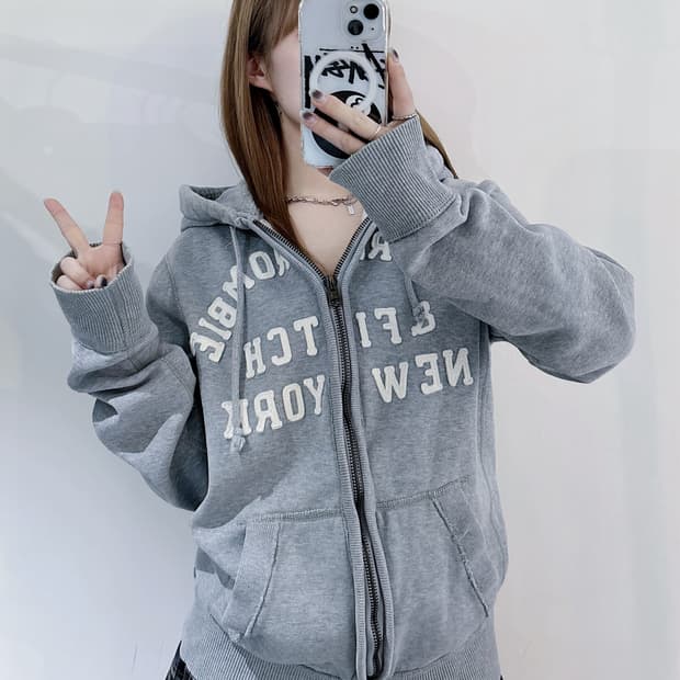 아베크롬비 빅로고 그레이 후드집업