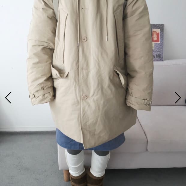 키이라 카키베이지 야상 패딩(덕다운 100)