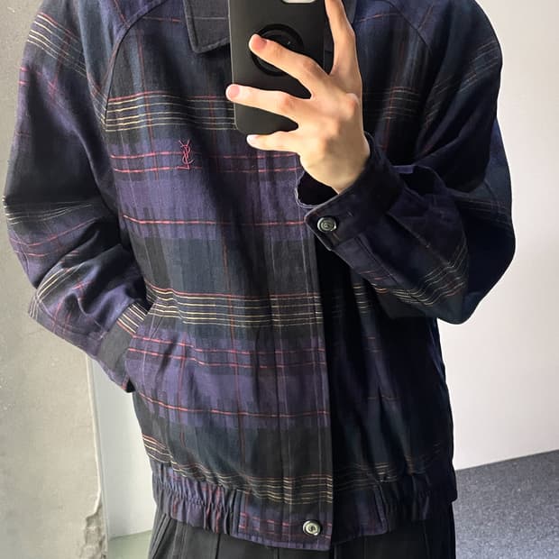 입생로랑 90s YSL 체크 울 자켓