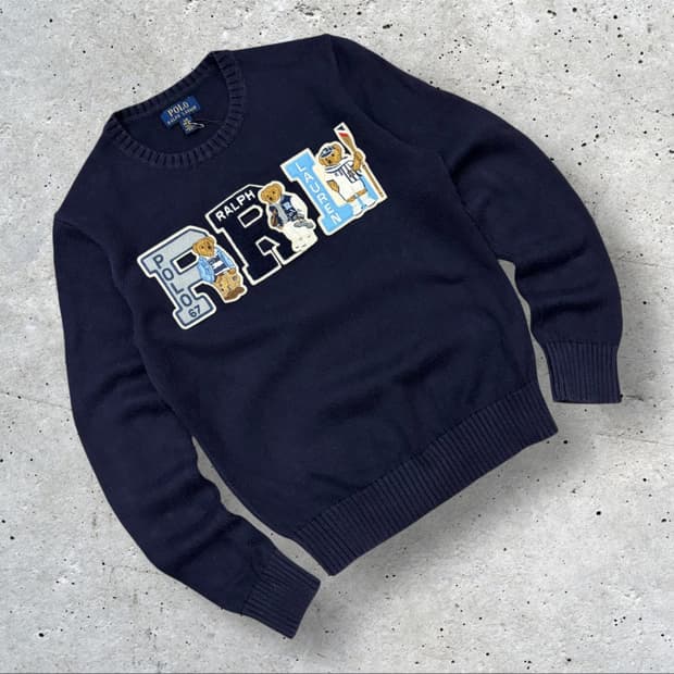 [L] 폴로 랄프로렌 PRL 베어 니트 네이비 B529