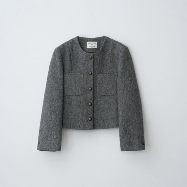 (새상품) 아카이브제이투유 뉴 틸다 홈스펀 트위드 자켓 차콜 s