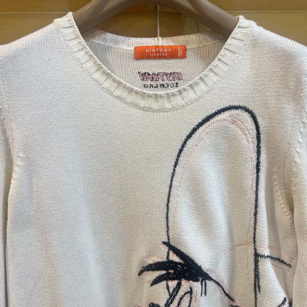 히스토리 아이스버그 여성 아이보리핑크 골프니트 라운드니트