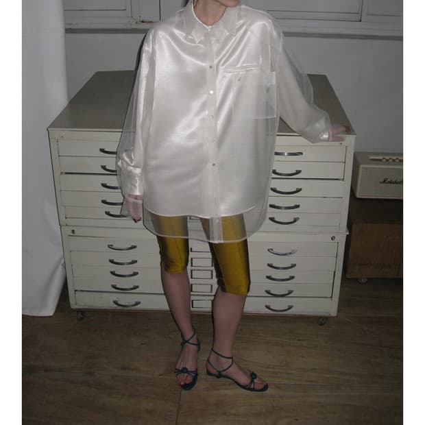 오버듀플레어 Mesh oversized shirt_ivory