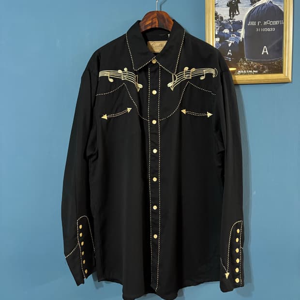 Scully Black Embroidered Pearl Snap Shir