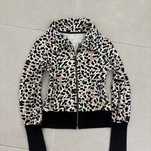 레오파드 슬림 집업