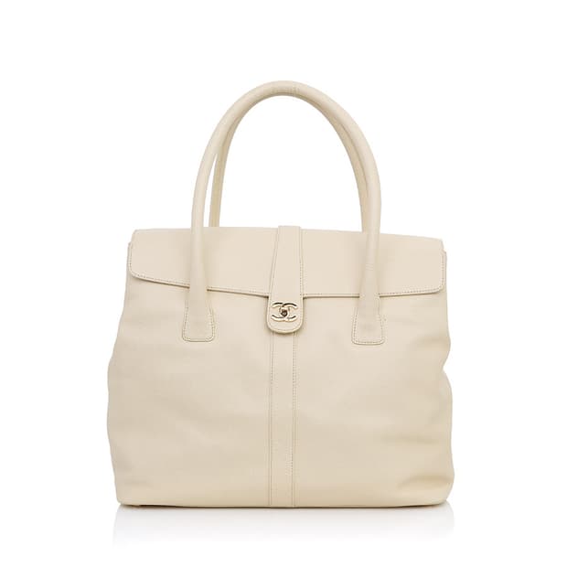 샤넬 서프백 익스클루시브 서프 베이지 CC 턴락 빈티지 토트백 43325