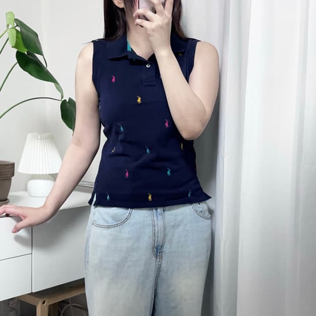 폴로 네이비 / 컬러포니 민소매카라티 [ L ]
