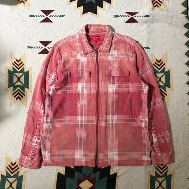 17ss Supreme Plaid Flannel Zip up 
