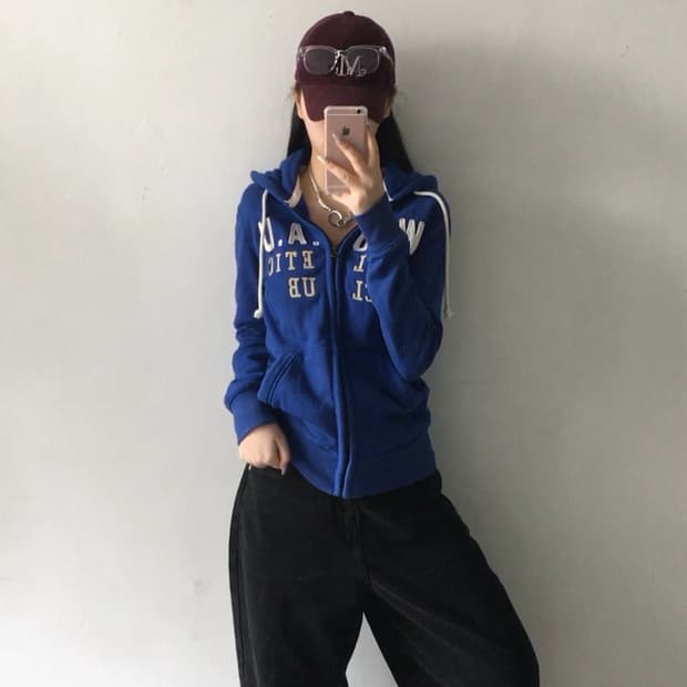 후아유 패치 자수로고 후드집업