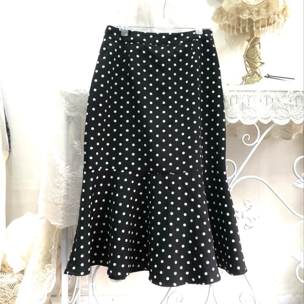 black dot pattern mermaid skirt & scarf