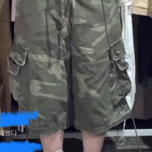 빈티지 카모 카고 버뮤다 팬츠