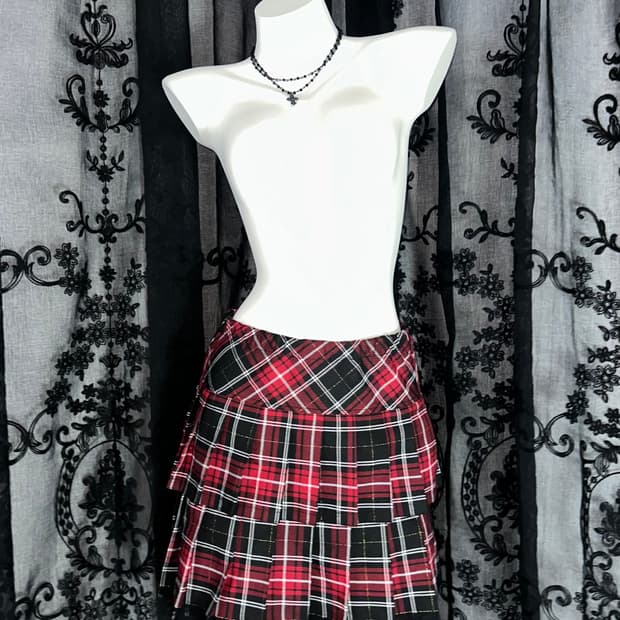 punk cancan checkered skirt