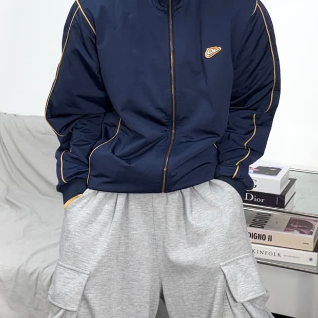 나이키 00s 네이비 금장로고 트랙탑 자켓 XL