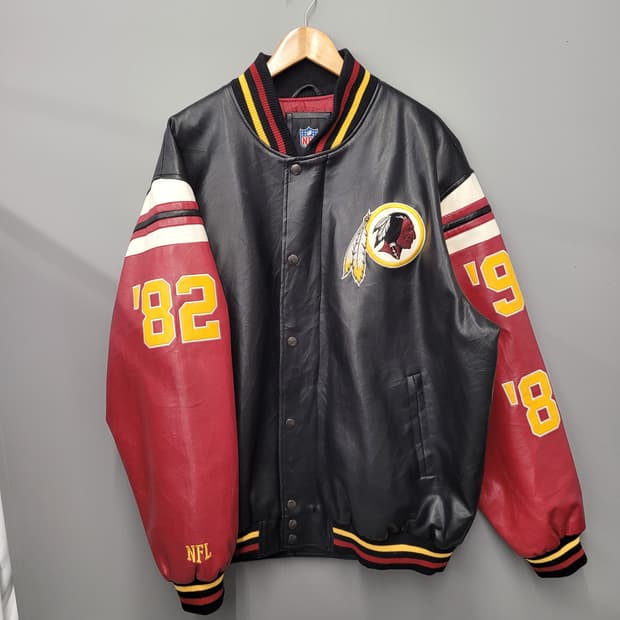 NFL 워싱턴 레드스킨스 레더 자켓