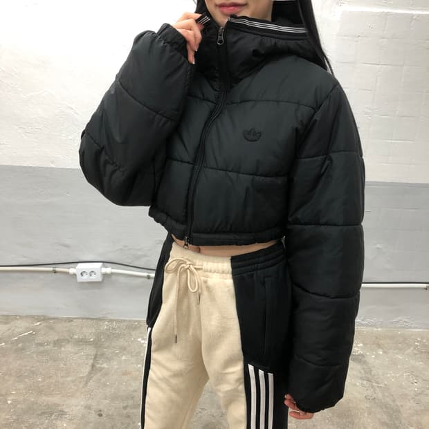 아디다스 오리털 크롭 패딩 자켓