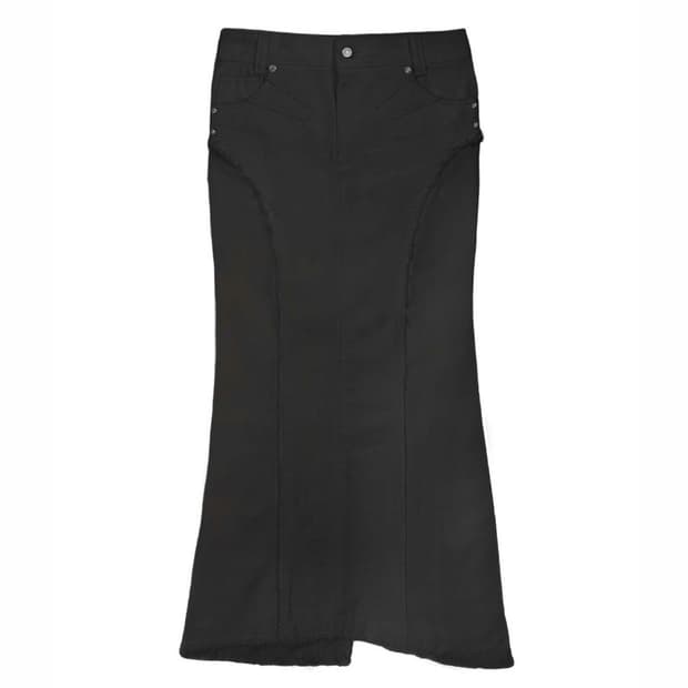 Bonnae washed denim long skirt Black