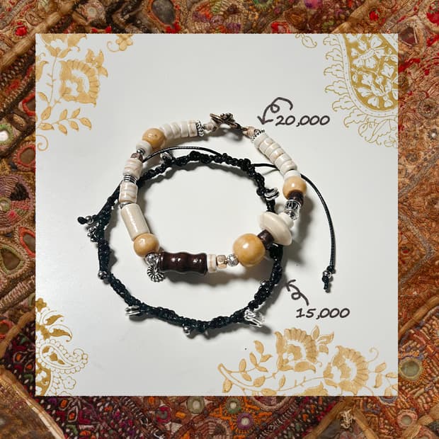 Wood layered bracelet set