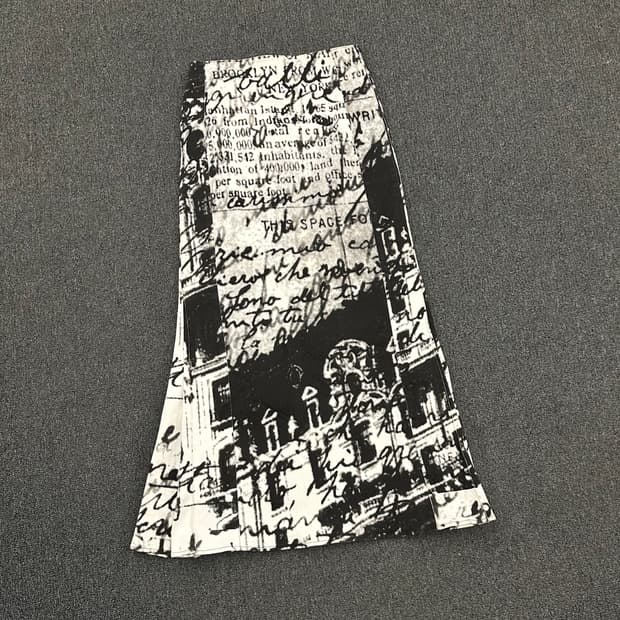 40)DEUX 빈티지 프린트 롱 스커트