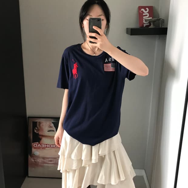 폴로 랄프로렌 빅포니로고 성조기 반팔티 QR코드택