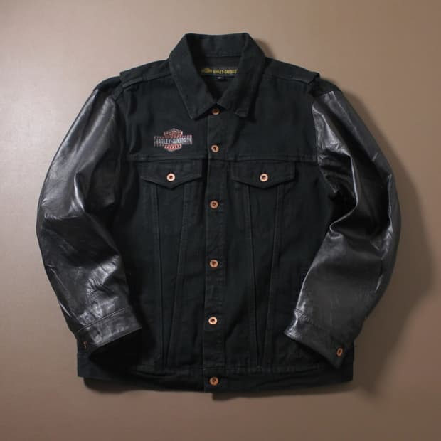 Harley Davidson 할리데이비슨 데님 바디 가죽 슬리브 자켓