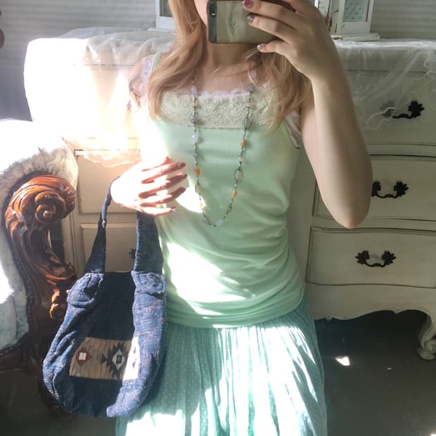 일본빈티지 멜론 레이스 슬리브리스