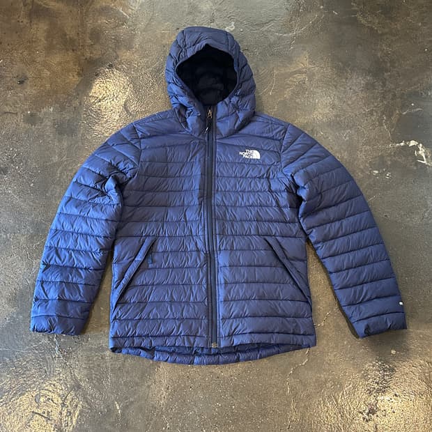 노스페이스 후드 경량패딩 네이비 S