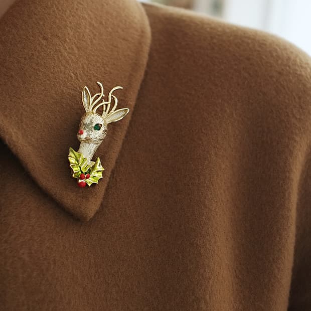 1970s 크리스마스 루돌프 빈티지브로치 빈티지악세사리