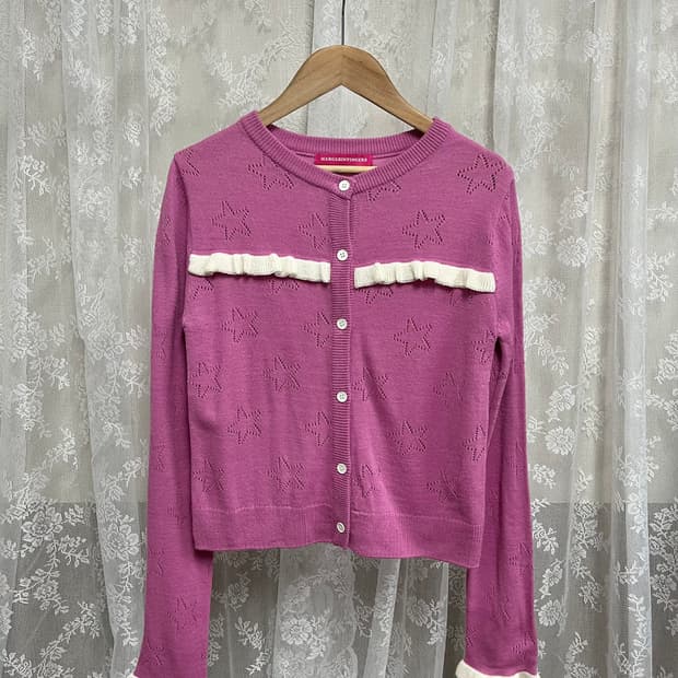 F) 마가린핑거스 스타 펀칭 니트 핑크