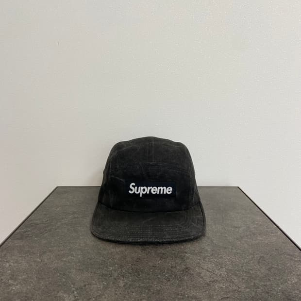 슈프림 스톤 워시드 블랙 박스로고 캠프캡 모자