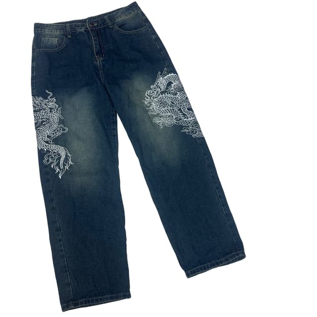 JPN Vintage 오리엔탈 드래곤자수워싱데님진 30