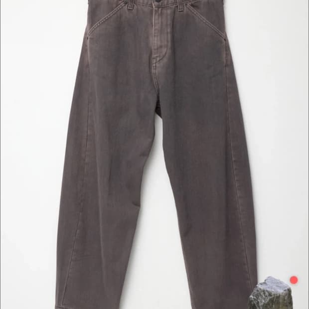 [실착1회/커브드진] 해칭룸 워시드 차콜 진 / 4 size