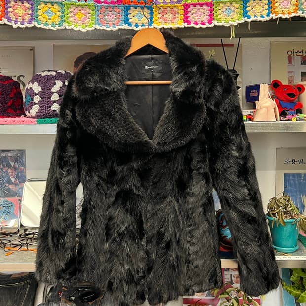 Arnoldo Bassini Rabbit Fur Black Jacket 