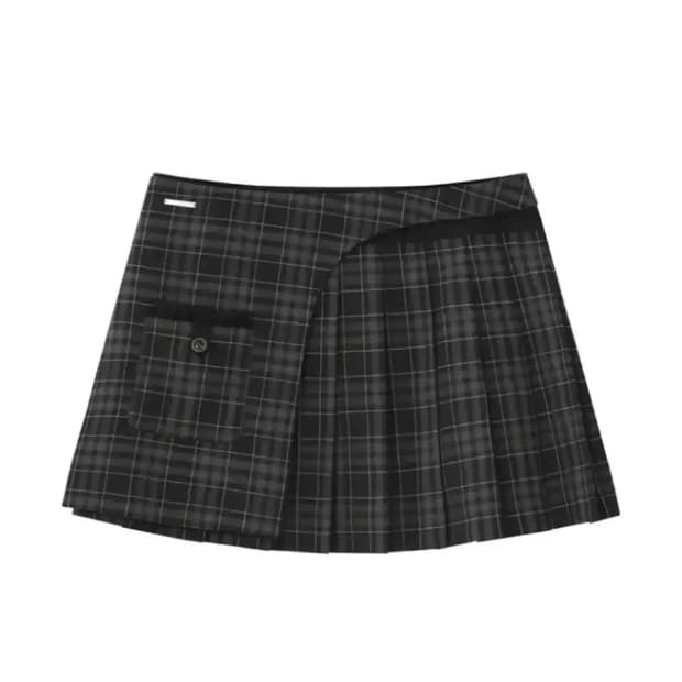 [1] 미세키 서울 포켓 레이어드 스커트 블랙