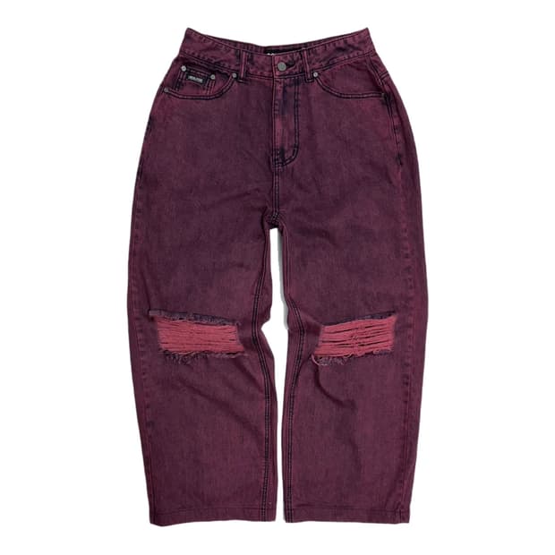 스컬프터 데미지 나염 블리치 데님팬츠