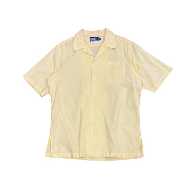 Polo Ralph Lauren 옐로우 오픈 칼라 코튼 하프 셔츠