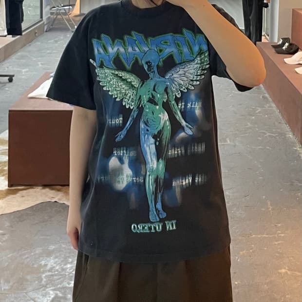 빈티지 너바나 In Utero 아트워크 프린팅 반팔 H2540