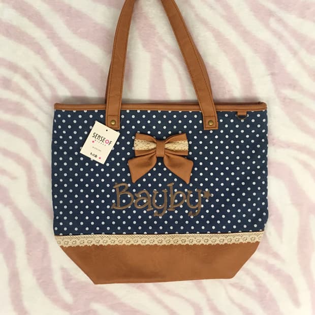 라떼갸루 도트 리본 숄더백 핀터레스트 브라운 네이비 땡땡이 토트백