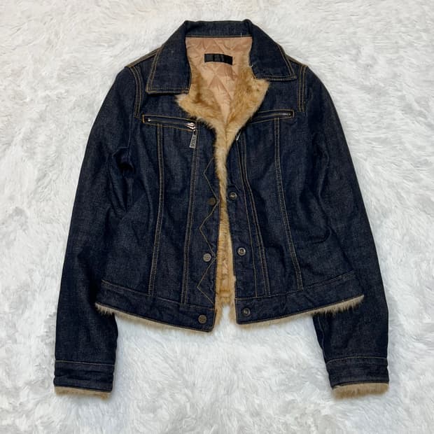 fur trimming denim trucker jacket