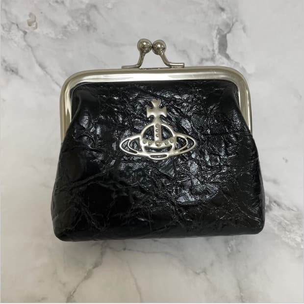 비비안 웨스트우드 아카이브 블랙 레더 복주머니 동전지갑 체인 크로스백