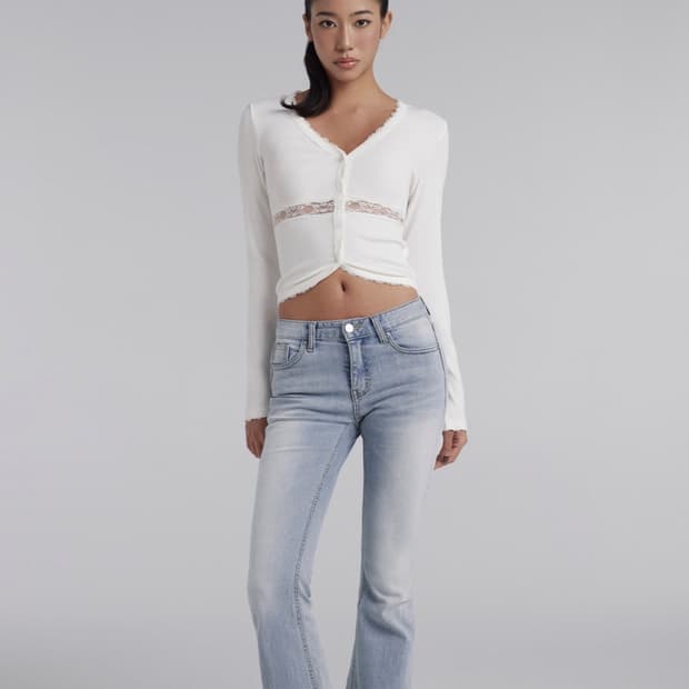 클리시어 Sugarmist Lace Cardigan, White