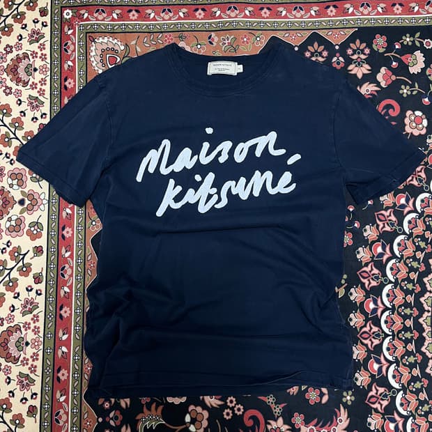 메종 키츠네 핸드라이팅 클래식 반팔티 S/90