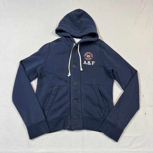 M) 아베크롬비 네이비 후드 버튼 집업