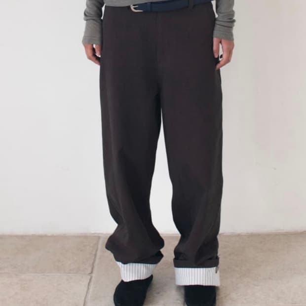 온스카 wide cuffs cotton pants 브라운 2사이즈
