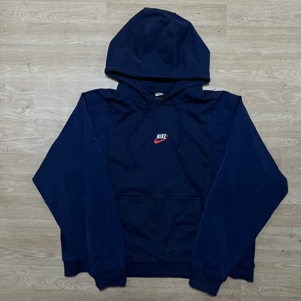 나이키 남성 빅로고 프린팅 바람막이 배색 후드티 [네이비] L/100